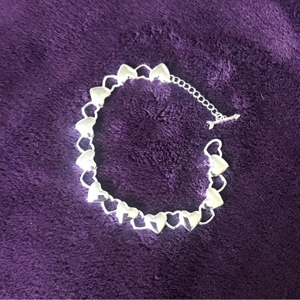 Sterling Silver Heart Link Bracelet - Women Jewelry